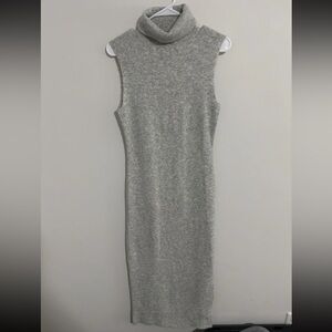 Topshop Sleeveless Turtleneck Midi Dress - Gray